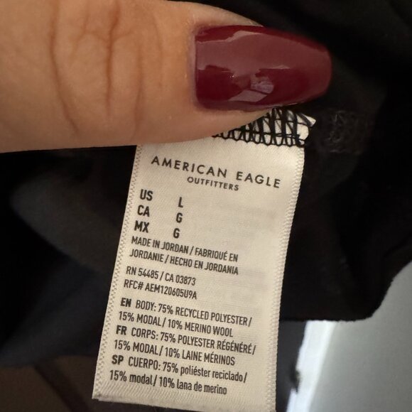 EUC American Eagle Mens Light weight 1/4 Zip Pullover Black Large - Picture 3 of 4